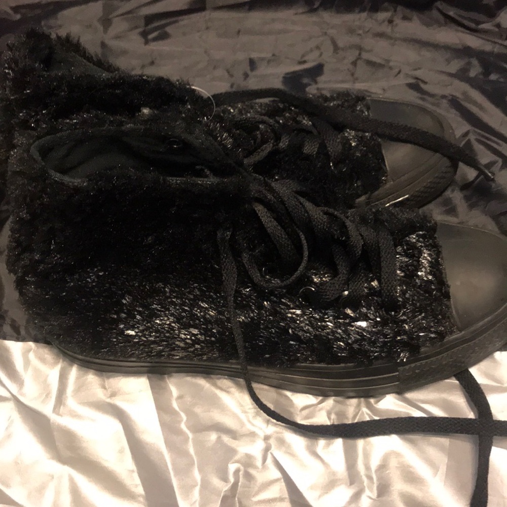 All Star Fuzzy Black Chucks.
